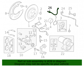 Furtun de frână spate stânga pentru Land Rover Range Rover Velar 18-26 (sub 325 mm)