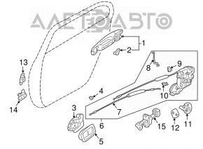Ручка двери внешняя задняя левая Mitsubishi Galant 04-05