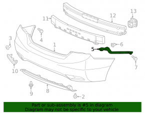 Крепление заднего бампера левое Honda Civic 11-15 2013-15