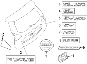 Emblemă cu sigla hayon Nissan Rogue 21-24 tip 2