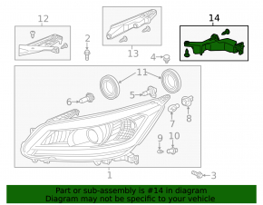 Кронштейн фары передний правый Honda Accord 13-15 нижний
