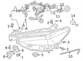 Фара передняя левая Mazda 6 18-21 LED без AFS, белый поворотник