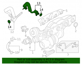 Трубка охлаждения турбины BMW X3 F25 13-17 2.0T обратка