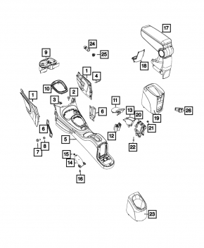 Подлокотник Fiat 500L 14-17 кожа, серый