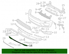 Ornament central bară față VW Touareg 15-17
