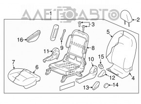 Водительское сидение Nissan Versa 12-15 без airbag, ткань черн