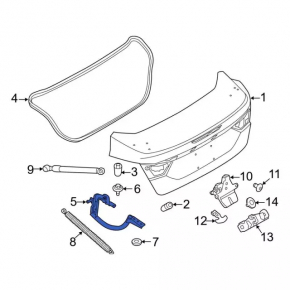Петля крышки багажника левая Ford Focus mk3 11-18 4d
