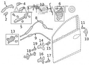 Ручка двери внутренняя задняя правая Honda Civic X FC 16-21