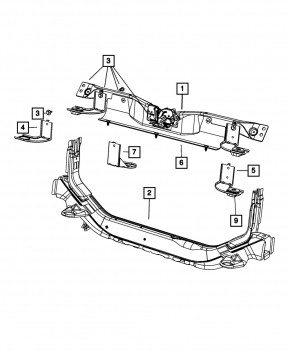 Подушка радиатора верхняя правая Jeep Compass 11-16 резина + металл