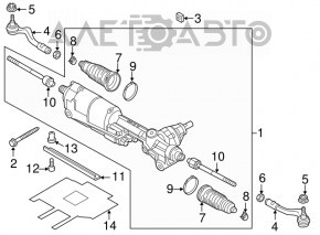 Рейка рулевая Audi A4 B8 13-16 ЭУР разбит корпус, на запчасти
