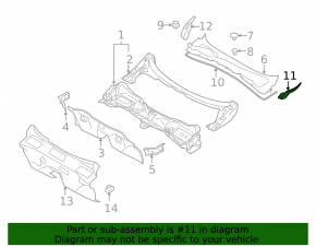 Уплотнитель решетки дворников правый Subaru Forester 08-13