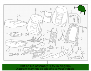 Tetieră scaun pasager Chevrolet Volt 16 - material textil negru