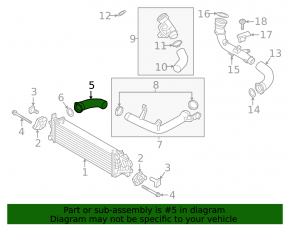 Патрубок интеркулера правый первый Volvo S60 19-25 B5, T8