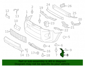 Решетка переднего бампера правая Toyota 4Runner 14-24 рест, под птф, Limited, TRD Sport