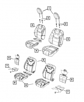 Водительское сидение Jeep Cherokee KL 14-17 без airbag, механич, ткань беж
