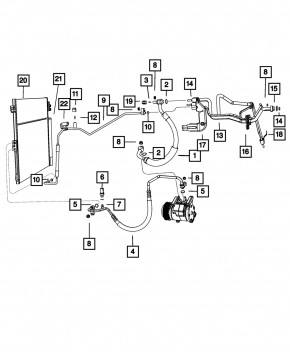 Conductă condensator-compresor aer condiționat pentru un Jeep Grand Cherokee WK2 15-22 3.6