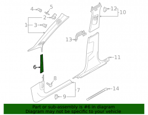 Накладка передней стойки средняя правая Audi A5 F5 18-25 5D черная