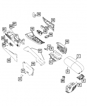 Накладка центральной консоли с подстаканниками Jeep Grand Cherokee WK2 14-15 бежевая, царапины