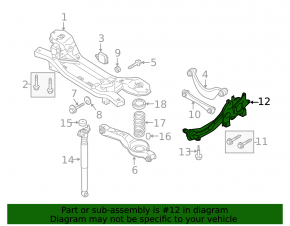 Цапфа задняя левая Mazda3 MPS 09-13 с рычагом