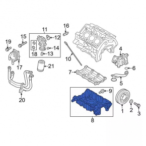 Поддон двигателя Ford Explorer 13-19 3.5 T35PDED тип 1