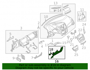Накладка колени водителя Ford Focus mk3 11-18 беж