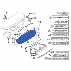 Накладка крышки багажника Ford Fusion mk5 19-20 под номер