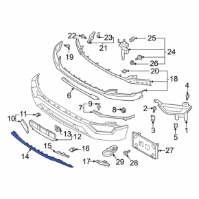 Губа переднего бампера Ford F-150 21-23