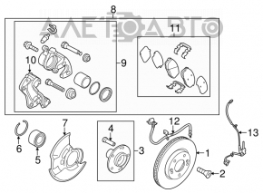 Суппорт в сборе передний правый Hyundai Elantra UD 11-16