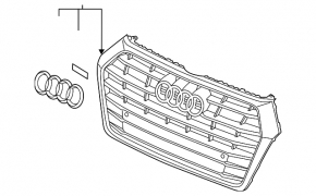 Решетка радиатора grill в сборе Audi Q5 80A 18-20 черный глянец под парктроники, S-Line