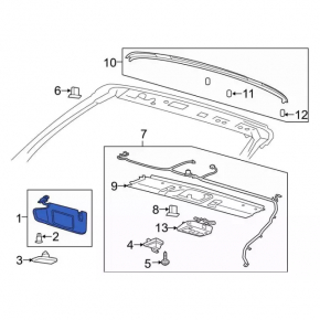 Козырек правый Ford Mustang mk6 15-23 купе черный, залом, царапина
