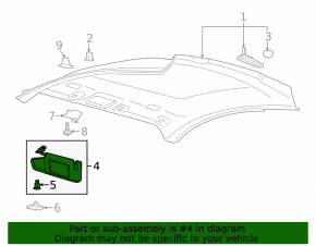 Козырек правый Ford Mustang mk6 15-23 купе черный, залом, царапина