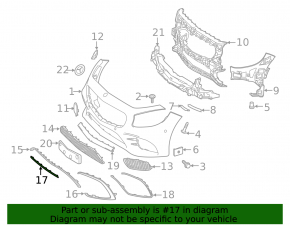 Bandă bară față, centrală inferioară, Mercedes Clasa S W222 63/65 AMG 18-20 coupe, neagră