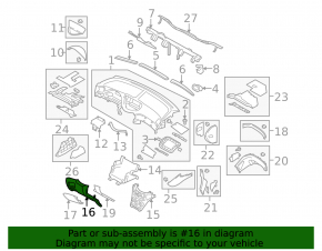 Накладка колени водителя Subaru b9 Tribeca серая, царапины, отсутствует накладка
