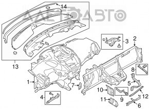Bord față cu AIRBAG Ford C-max MK2 13-18 pentru monitor mare, negru, zgârieturi