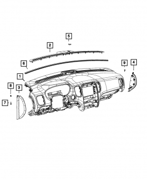 Накладка передней панели боковая правая Jeep Grand Cherokee WK2 14-22 черная