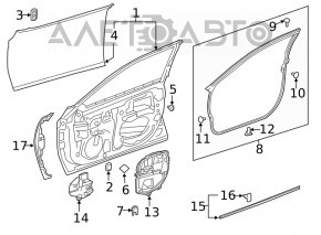 Дверь голая передняя левая Lexus ES250 ES300h ES350 19-26