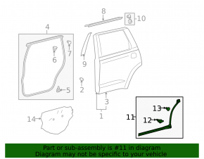 Уплотнитель двери нижний задний левый Toyota Sequoia 08-16