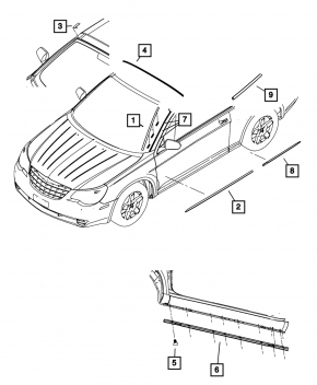Порог левый Chrysler 200 11-14