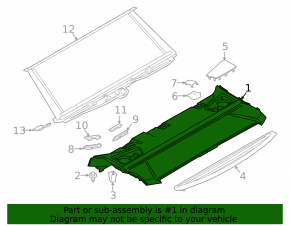Raft spate BMW 5 G30 17-23 negru, cu dopuri, sub cortină, decolorat, materialul decojit