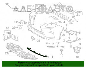 Губа переднего бампера центральная Lexus RX350 RX450h 16-19 надлом крепл