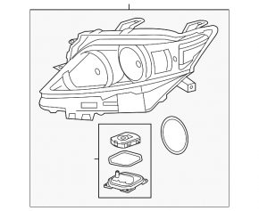 Фара передняя левая в сборе Lexus RX350 RX450h 13-15 рест ксенон