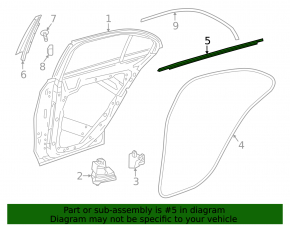 Молдинг дверь-стекло центральный задний левый Mercedes C-class W205 15-21 хром