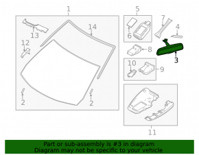 Зеркало внутрисалонное Mazda 3 14-18 BM черн пустое