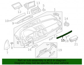 Накладка передней панели правая Audi A3 8V 15-20 4d, 5d под алюминий, царапины