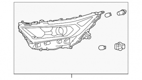 Фара передняя правая Toyota Rav4 19-21 LED, хром, USA built