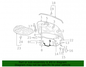 Трос открытия замка капота VW CC 13-17 рест передняя часть