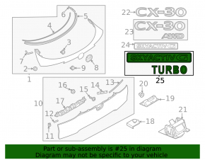 Эмблема надпись SKYACTIV G TURBO двери багажника Mazda CX-30 21-23