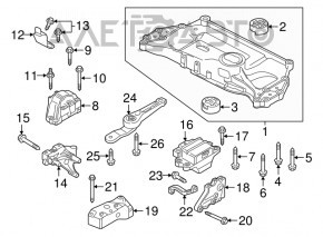 Подушка двигателя левая VW Jetta 11-18 USA 1.4T 2.0 мкпп