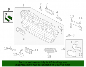 Эмблема надпись Quattro решетки радиатора grill Audi A6 C8 19-23 под радар