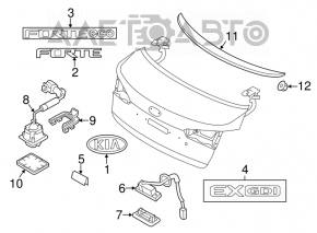 Спойлер крышки багажника Kia Forte 4d 14-16